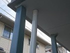 ベランダの軒裏にケイカル板を張ってコーキング塗装