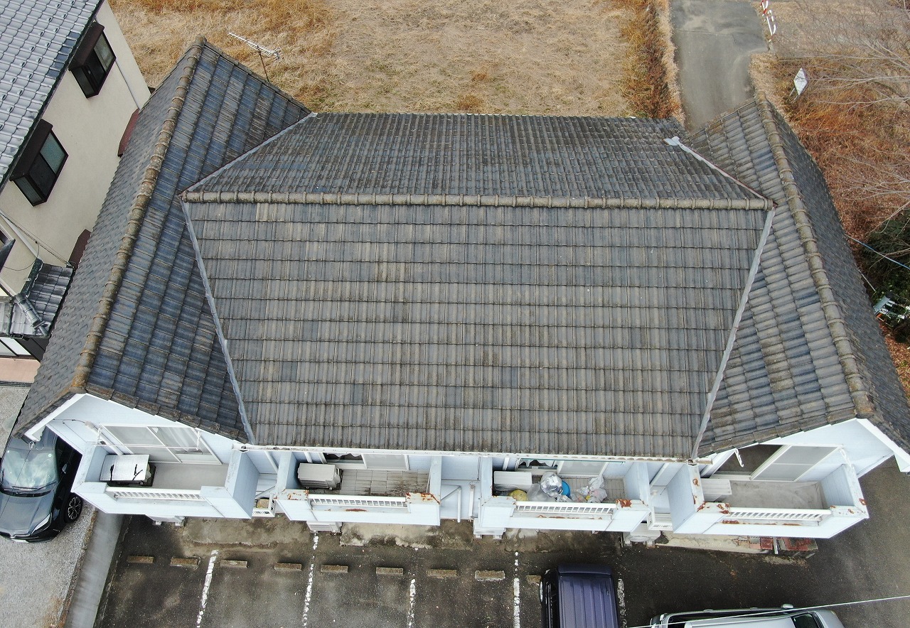 高崎市上豊岡町　アパート洋瓦屋根塗装の現場調査